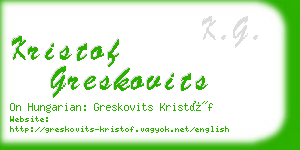 kristof greskovits business card